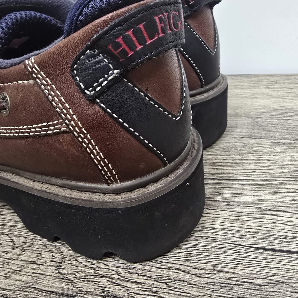 Tommy Hilfiger Brown Leather 90s Y2K‎ Chunky Shoes Mens Size 12 M - Picture 5 of 9